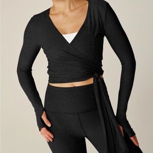 Beyond Yoga Black Long Sleeve Wrap Top